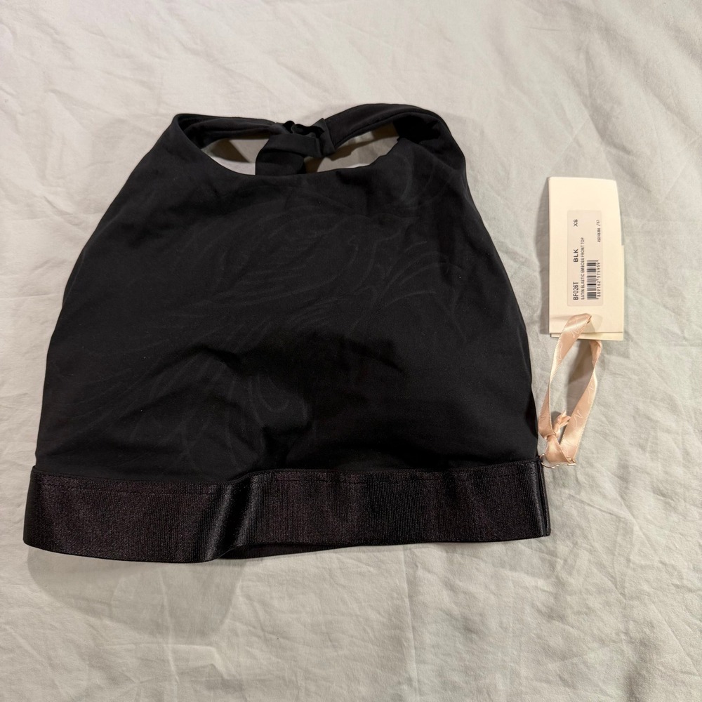 Zise by‎ Bloch Odette Twist Back Crop Top Black High Neck XS NEW
